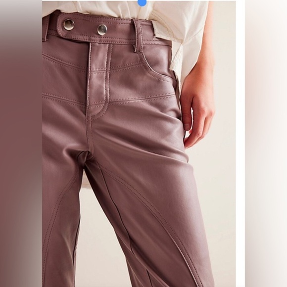 Free People We The Free cream bone Rebel Vegan Leather Pants size 0 brand new - Picture 6 of 12